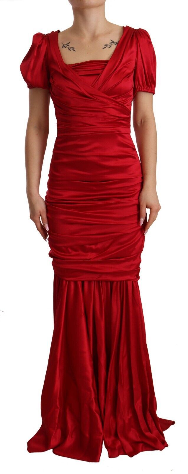 Red Silk Stretch Sheath Mermaid Gown Dress