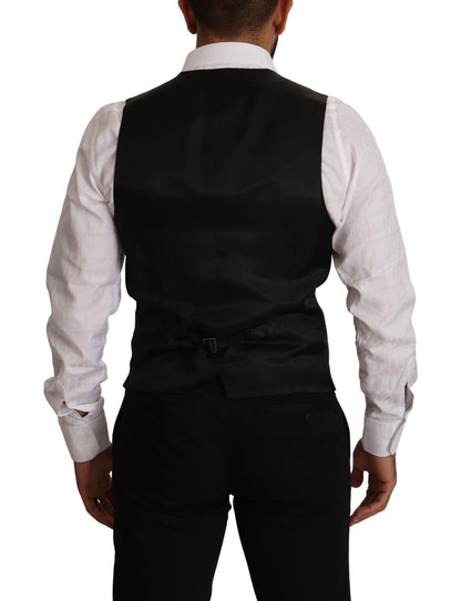 Blue Striped Wool Stretch Waistcoat Vest