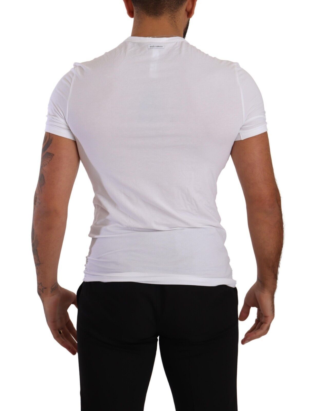 White Round Neck Cotton Stretch T-shirt Underwear