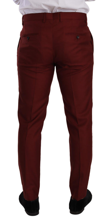 Red Cashmere Silk Dress Men Trouser Pants