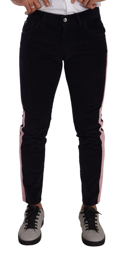 Blue Corduroy Cotton Stretch Skinny Jeans