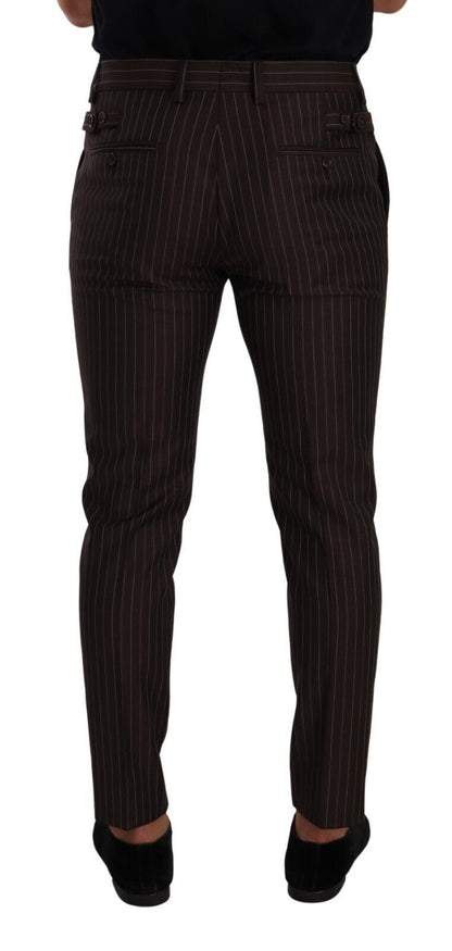 Brown Striped Wool Formal Trouser Dress Pants