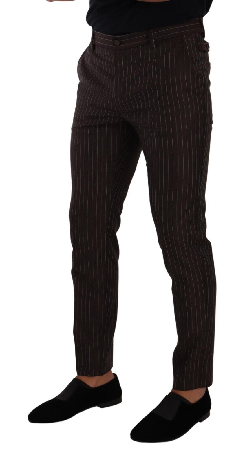 Brown Striped Wool Formal Trouser Dress Pants