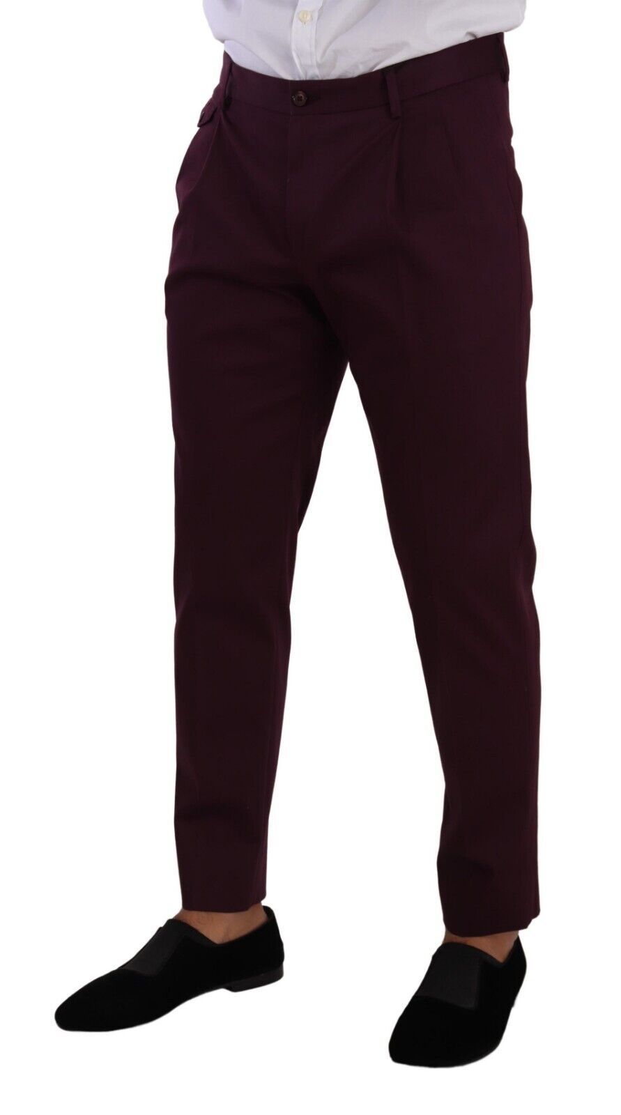 Purple Cotton Tapered Chinos Dress Pants