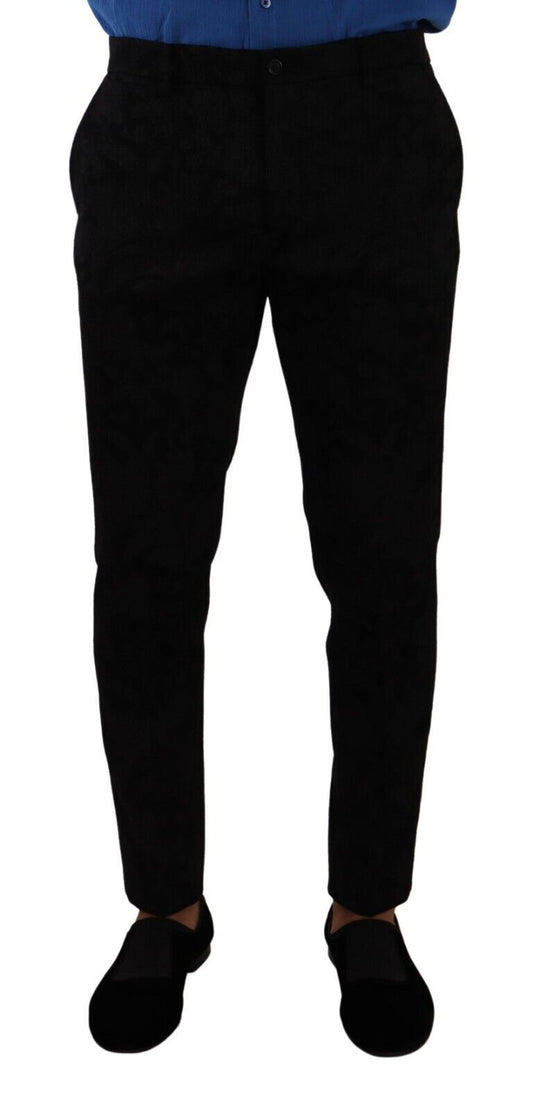 Black Brocade Skinny Formal Trouser Dress Pants