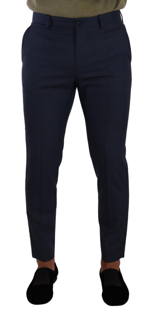 Dark Blue Wool Skinny Formal Dress Pants