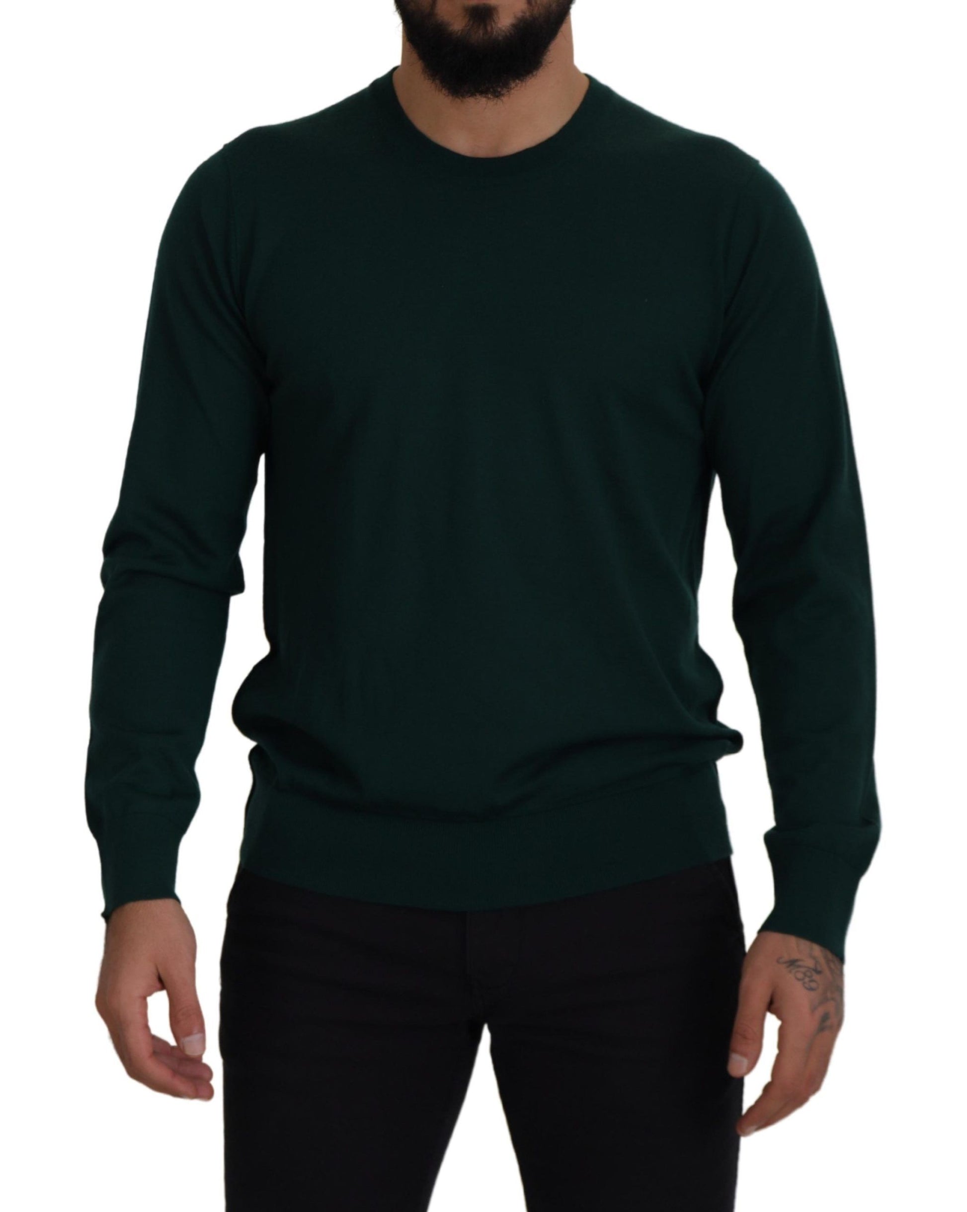 Green Cashmere Crewneck Pullover Sweater