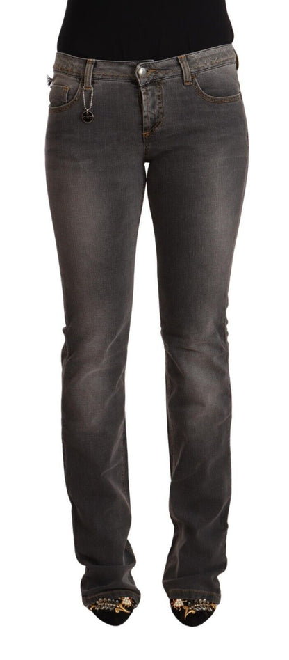 Gray Washed Low Waist Straight Denim Jeans