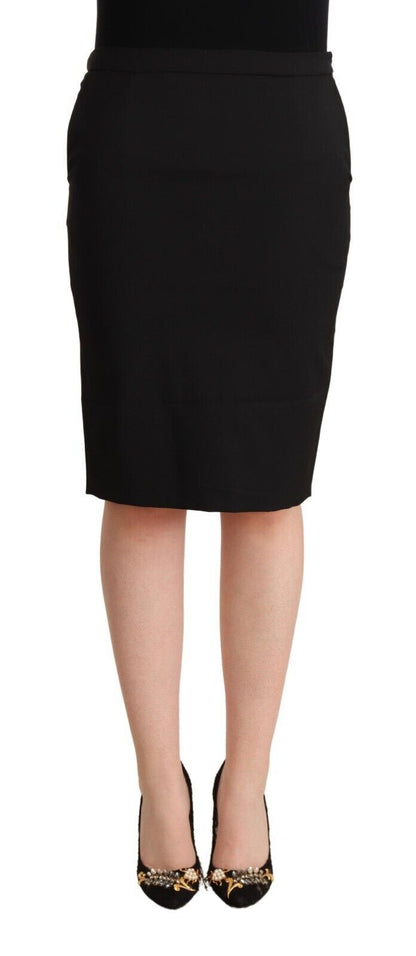 Black Pencil Knee Length Straight Skirt