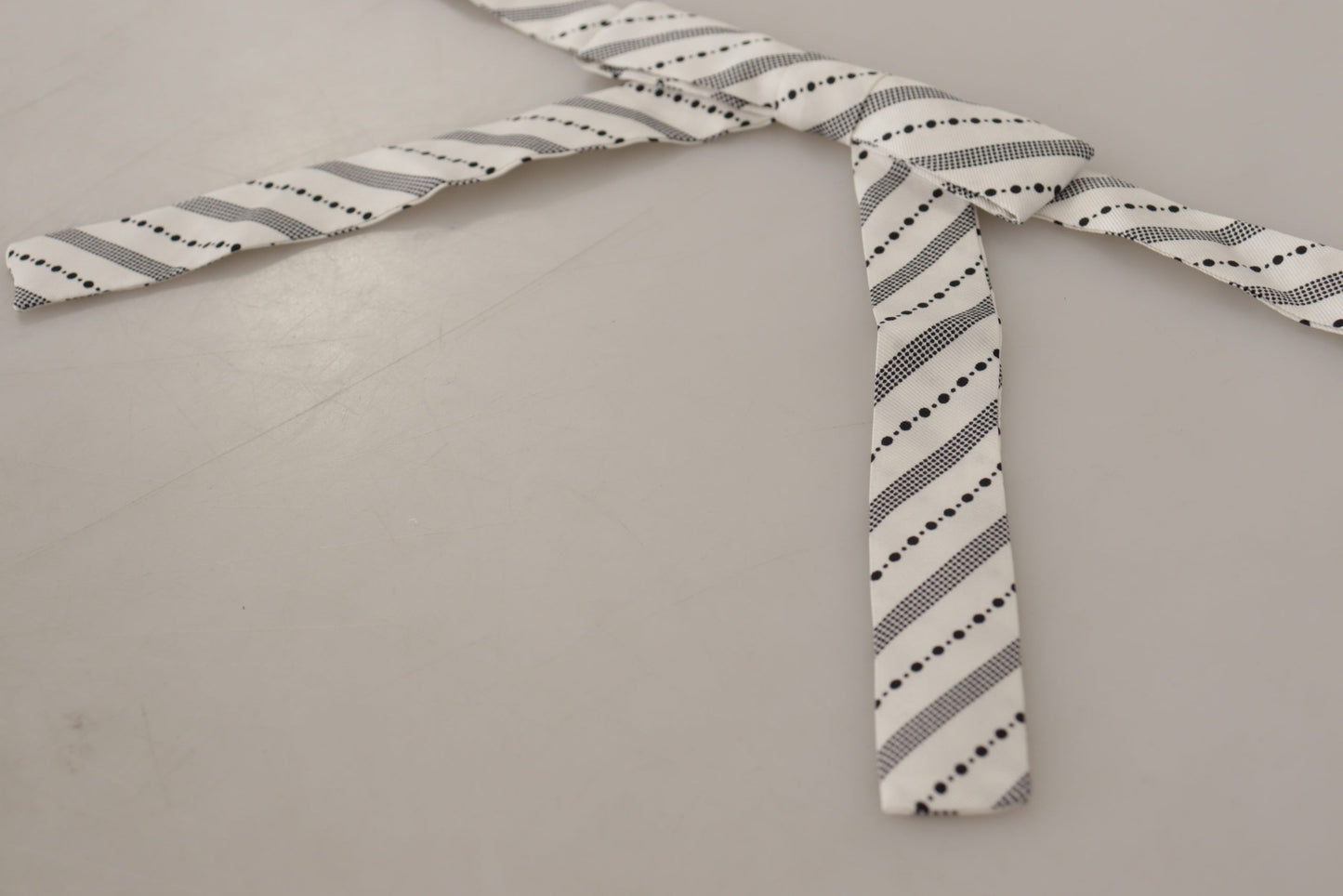 White Black Polka Dot 100% Silk Neck Papillon Bow Tie