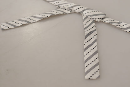 White Black Polka Dot 100% Silk Neck Papillon Bow Tie