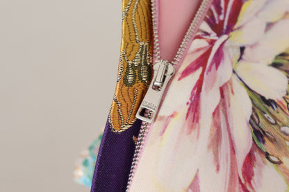 Dress Midi Patchwork Floral Jaquard Silk