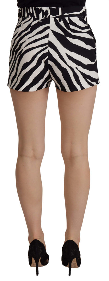 Black White Cotton Stretch Hot Pants Shorts