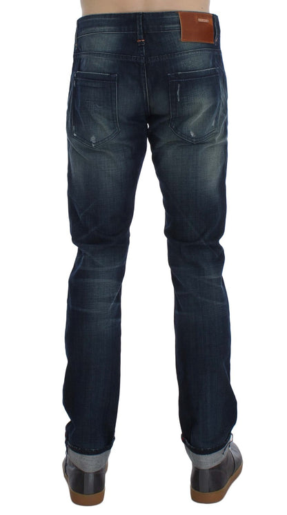 Blue Wash Cotton Denim Slim Fit Jeans
