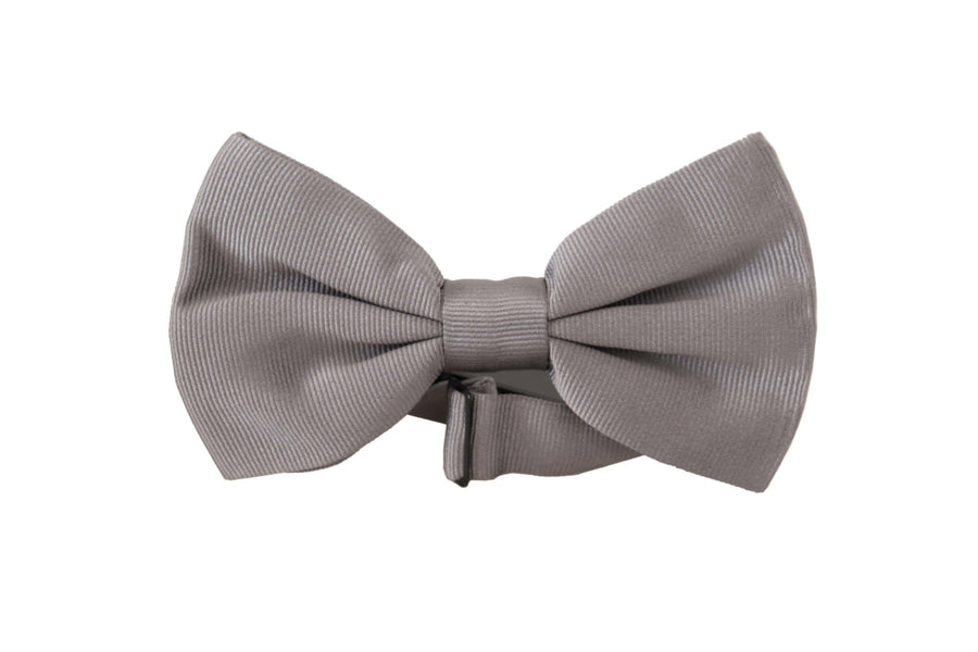 Gray 100% Silk Adjustable Neck Papillon Tie
