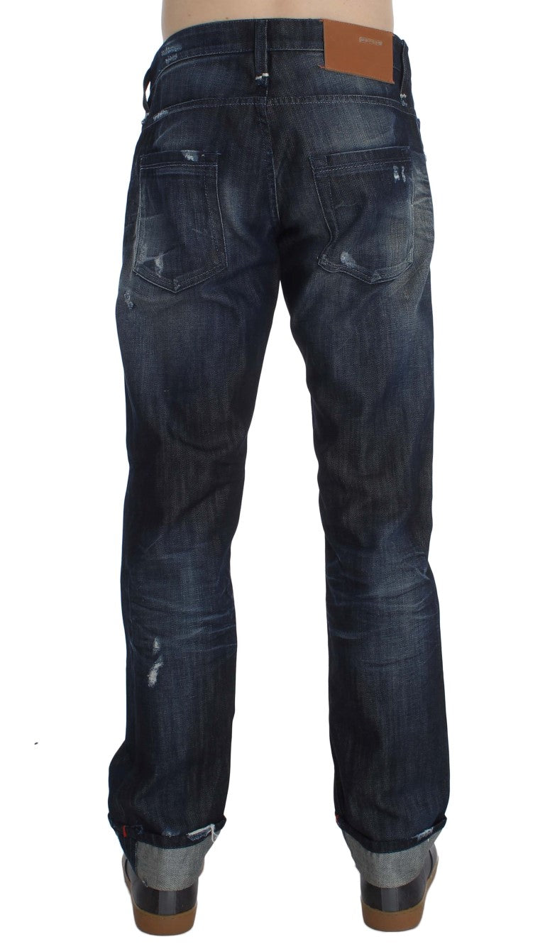Blue Cotton Regular Straight Fit Jeans