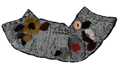 Silver Sequined Floral Weasel Fur Shoulder Scarf Wrap