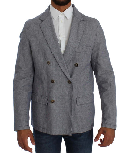 Blue Double Breasted Regular Fit Blazer