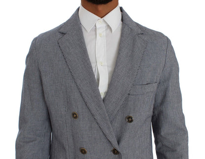 Blue Double Breasted Regular Fit Blazer