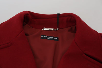 Red Wool Double Breasted Coat Jacket