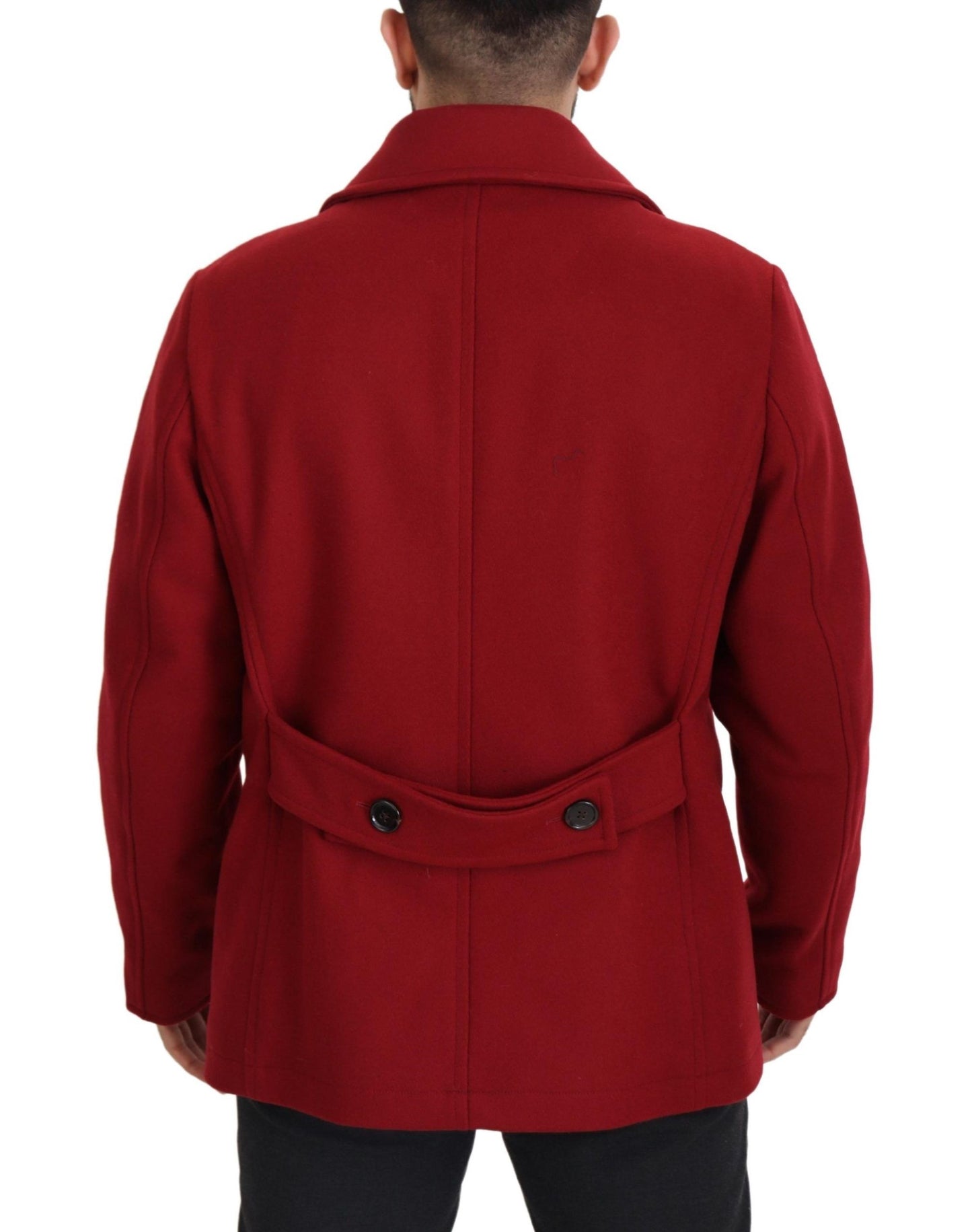 Red Wool Double Breasted Coat Jacket