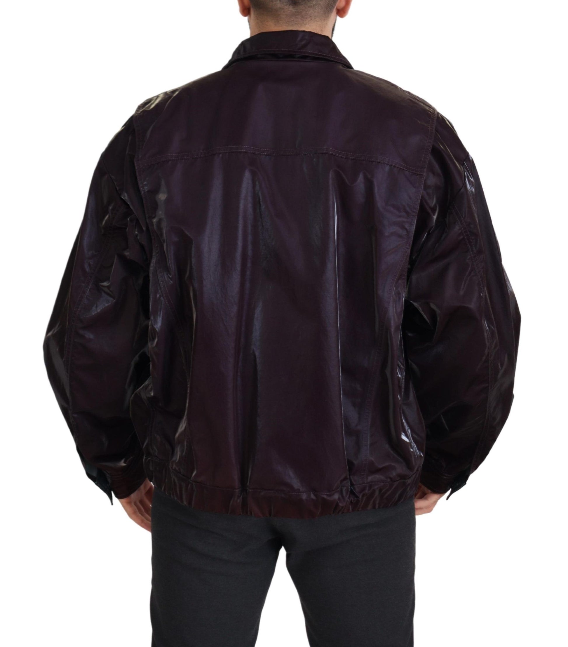 Bordeaux Nylon Collared Men Coat Jacket