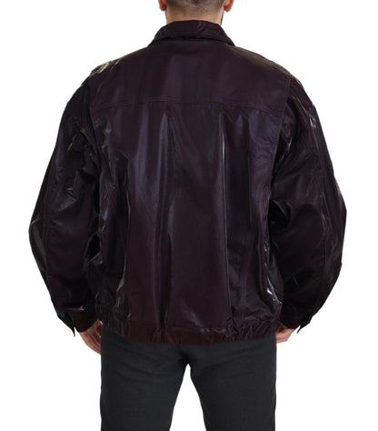 Bordeaux Nylon Collared Men Coat Jacket