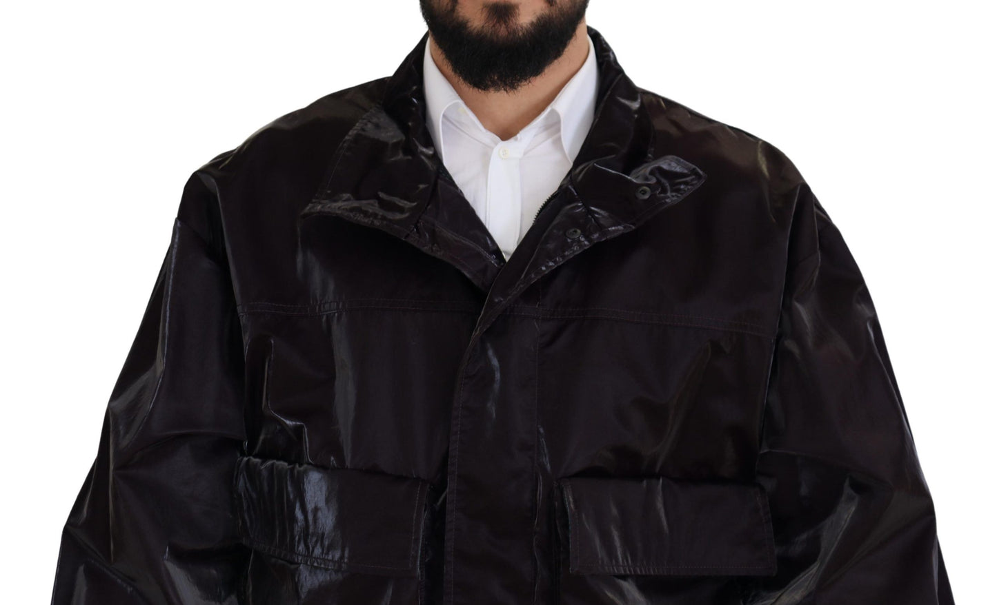 Bordeaux Nylon Collared Men Coat Jacket