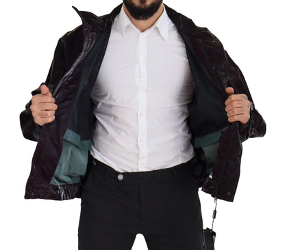 Bordeaux Nylon Collared Men Coat Jacket