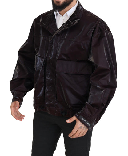 Bordeaux Nylon Collared Men Coat Jacket