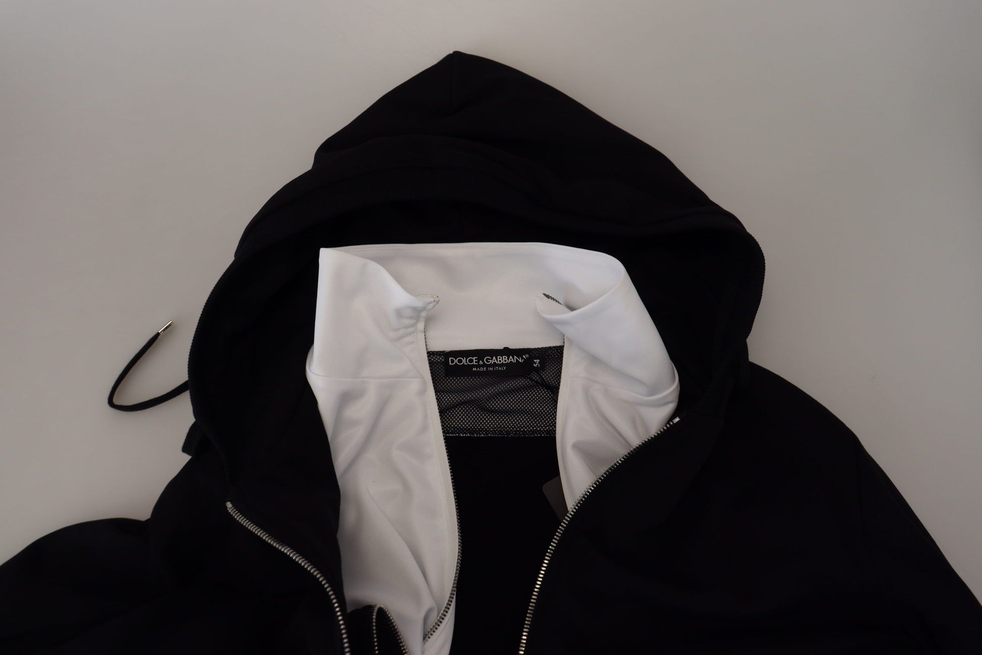 Black Polyester Hooded Full Zip Jacket