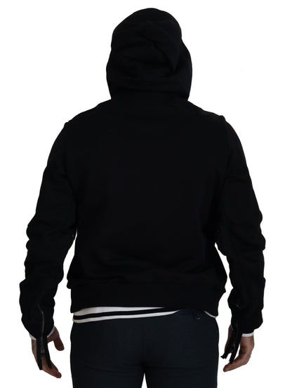 Black Polyester Hooded Full Zip Jacket