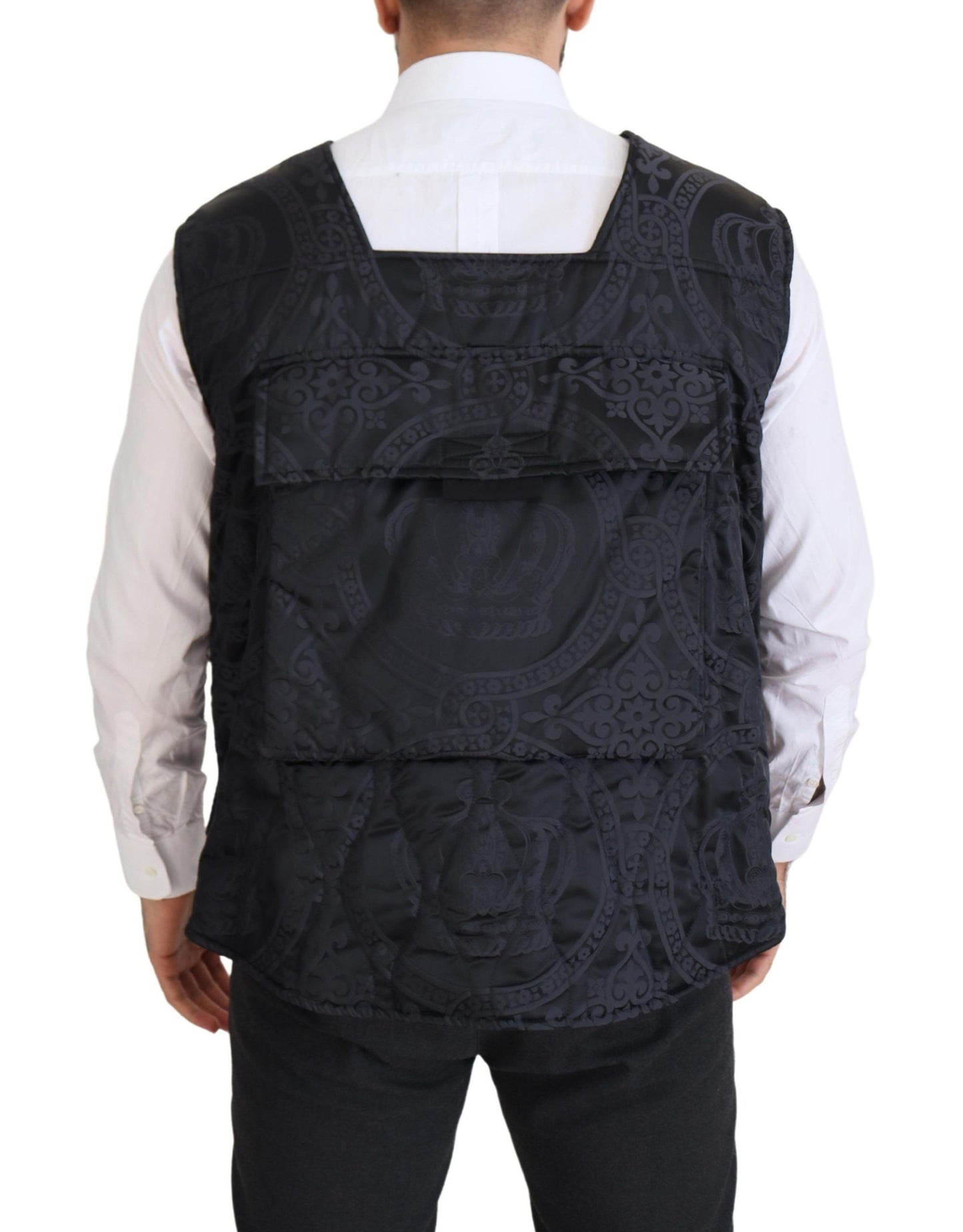Black Nylon Full Zip Sleeveless Jacket
