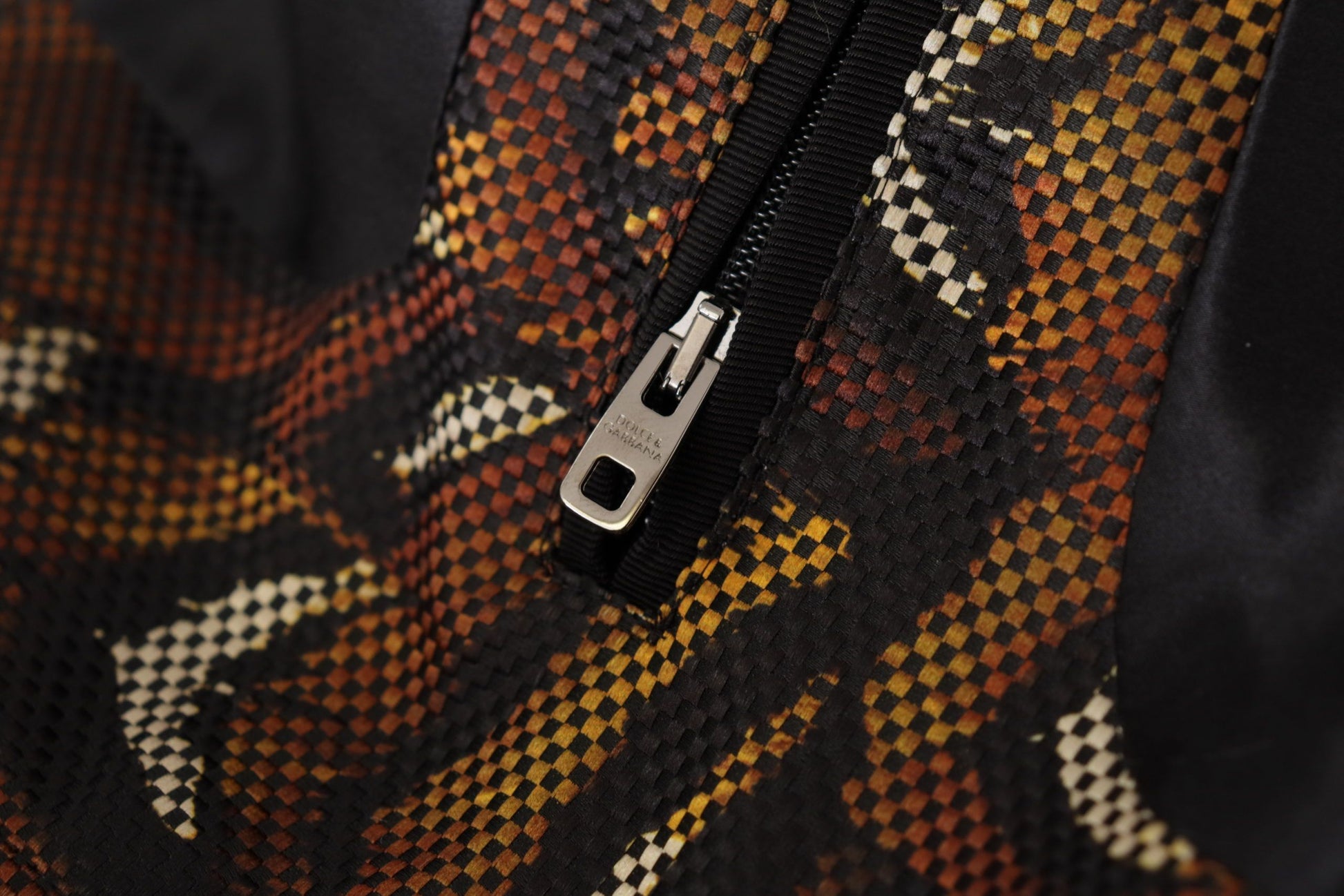 Brown Feather Full Zip Blouson Jacket