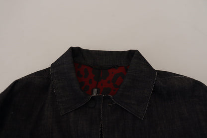 Black Cotton Full Button Denim Jacket