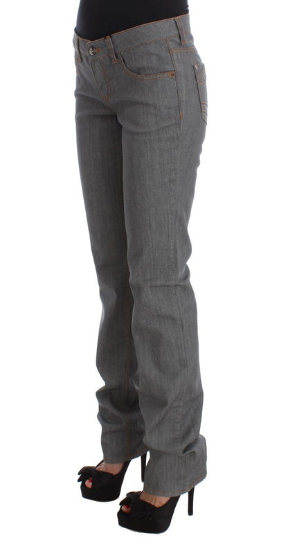 Gray Cotton Regular Fit Denim Jeans