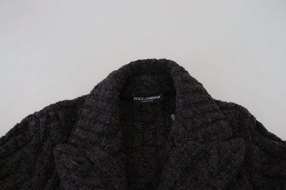 Black Wool Knit Double Breasted Coat Jacket