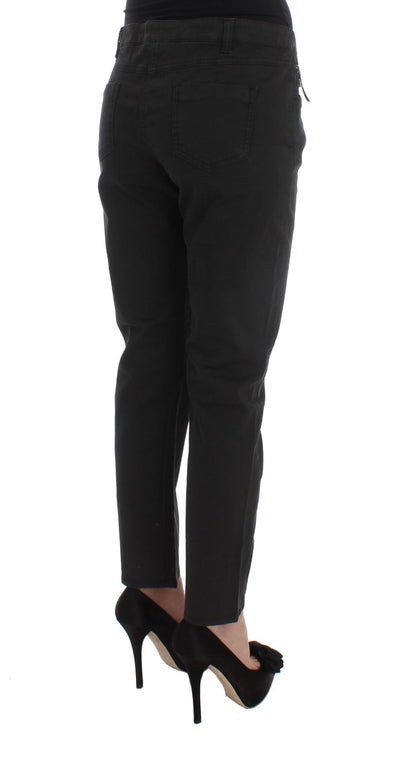 Black Cotton Capri Cropped Denim Jeans