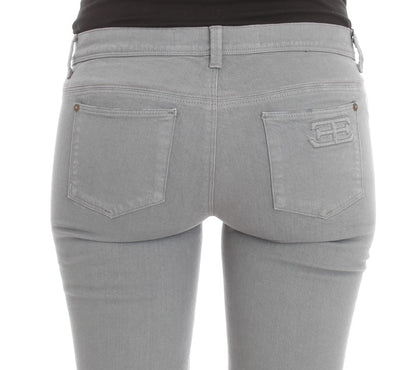 Blue Cotton Blend Slim Fit Bootcut Jeans