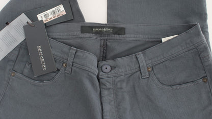Blue Cotton Blend Slim Fit Bootcut Jeans