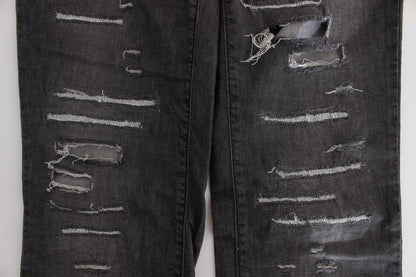 Gray Wash Cotton Torn Straight Fit Jeans