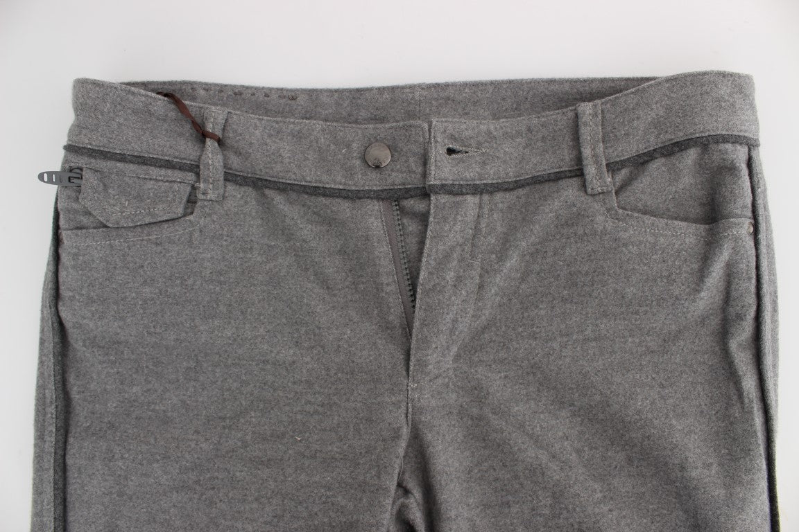 Gray Cotton Straight Fit Casual Pants