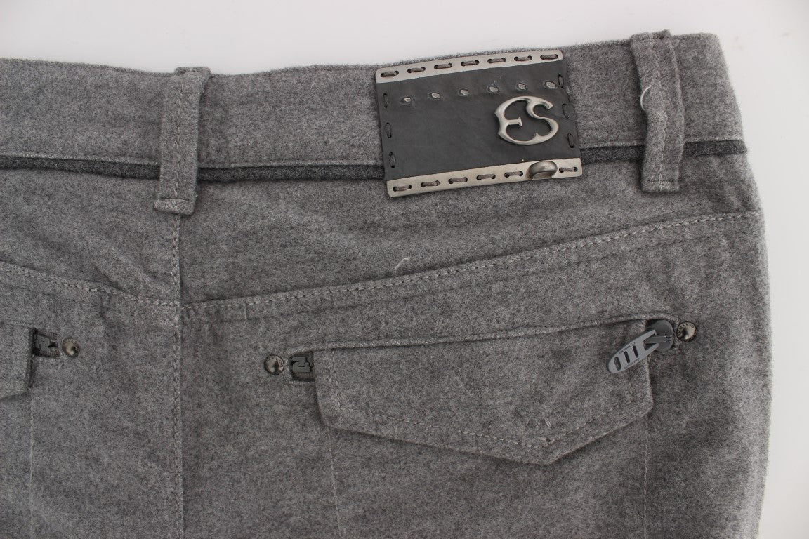 Gray Cotton Straight Fit Casual Pants