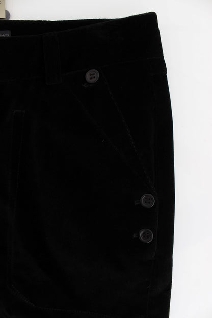 Black Velvet Cotton Straight Legs Pants