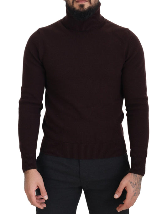 Brown Wool Turtle Neck Pullover Sweater