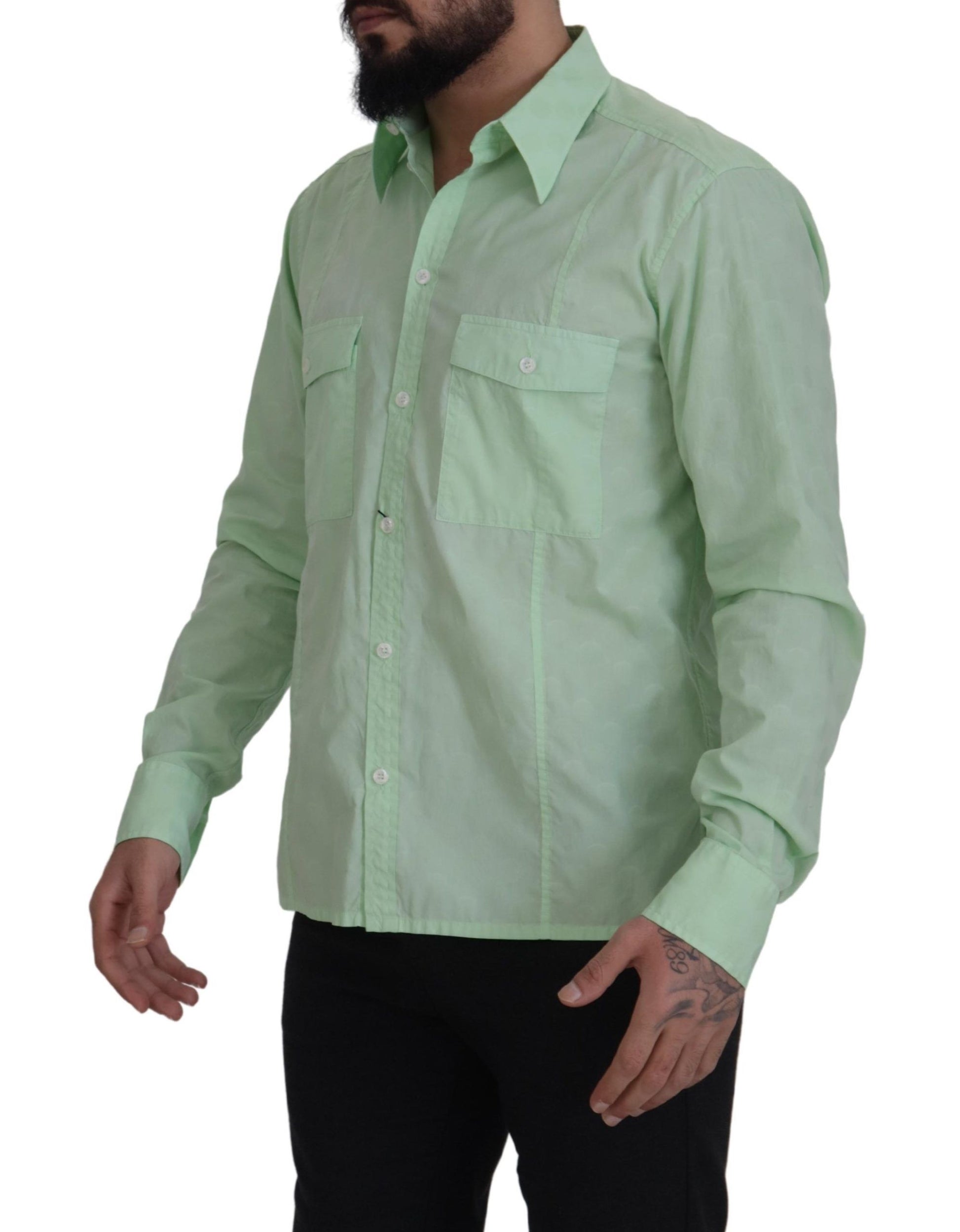 Mint Green Long Sleeves Button Down Shirt