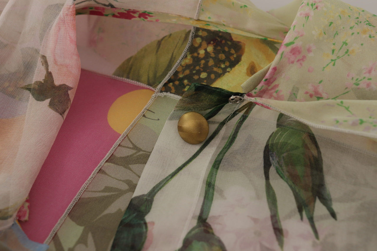 Multicolor Ascot Collar Patchwork Blouse Top