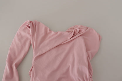 Pink Flower Embellished One Shoulder Dress