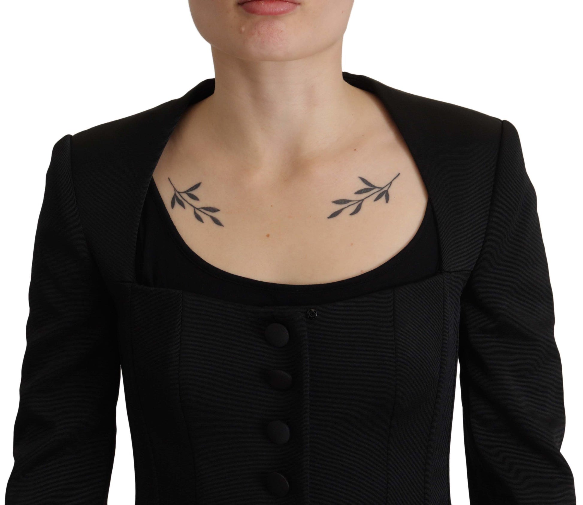 Black Slim Fit Long Sleeves Snap Jacket