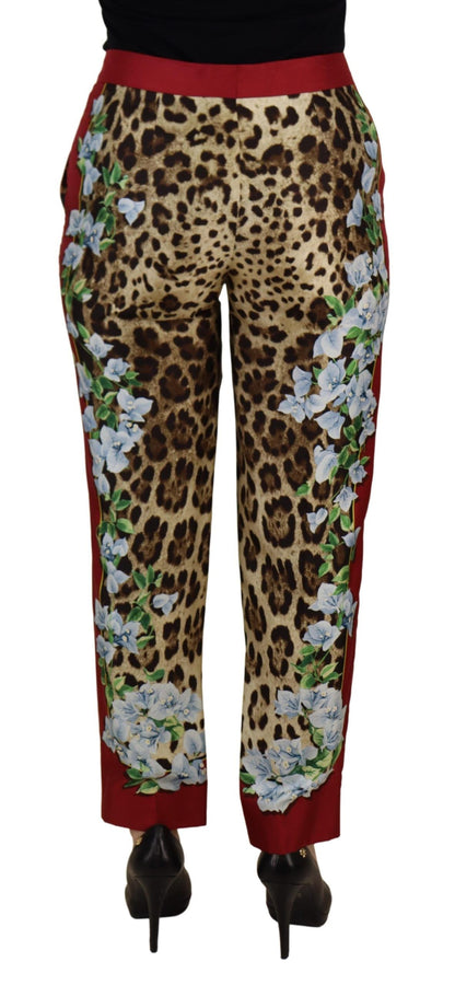 Multicolor Leopard Flora Printed Mid Waist Trouser Pants